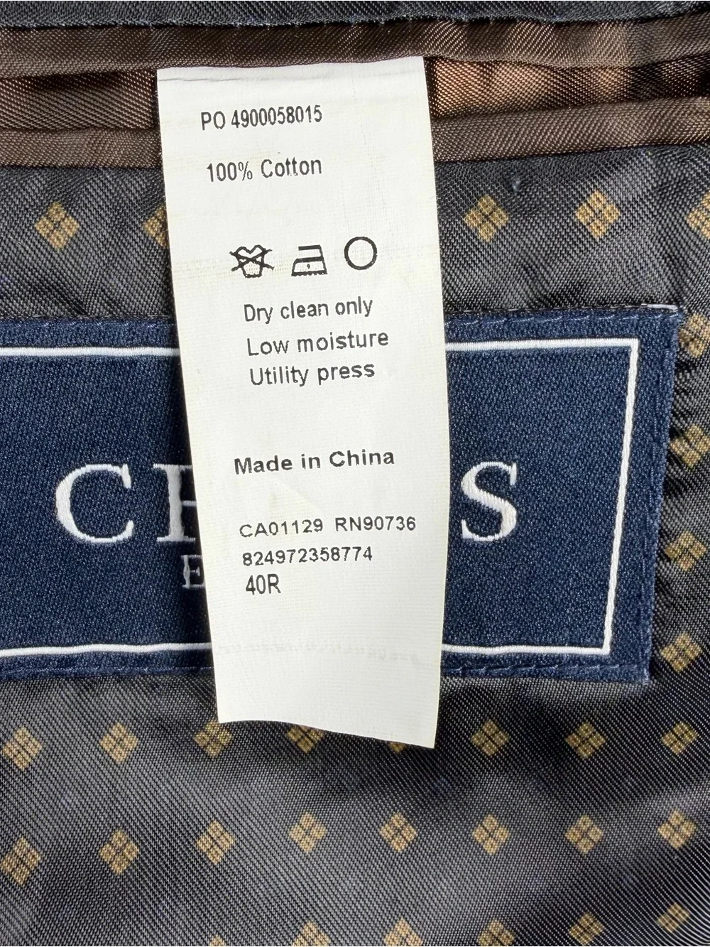 CHAPS Corduroy Sport Coat Blazer Men 40R Brown Elbow Patches Academia Prep Wale